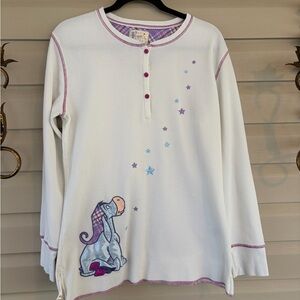 White Long Sleeve Top with Eeyore and Stars